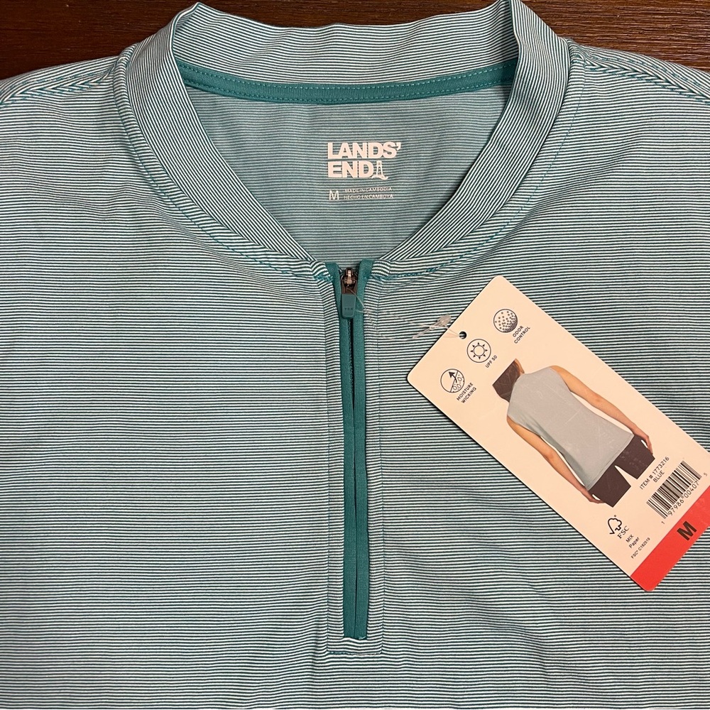 Lands' End Quarter Zip Sleeveless Polo Size M